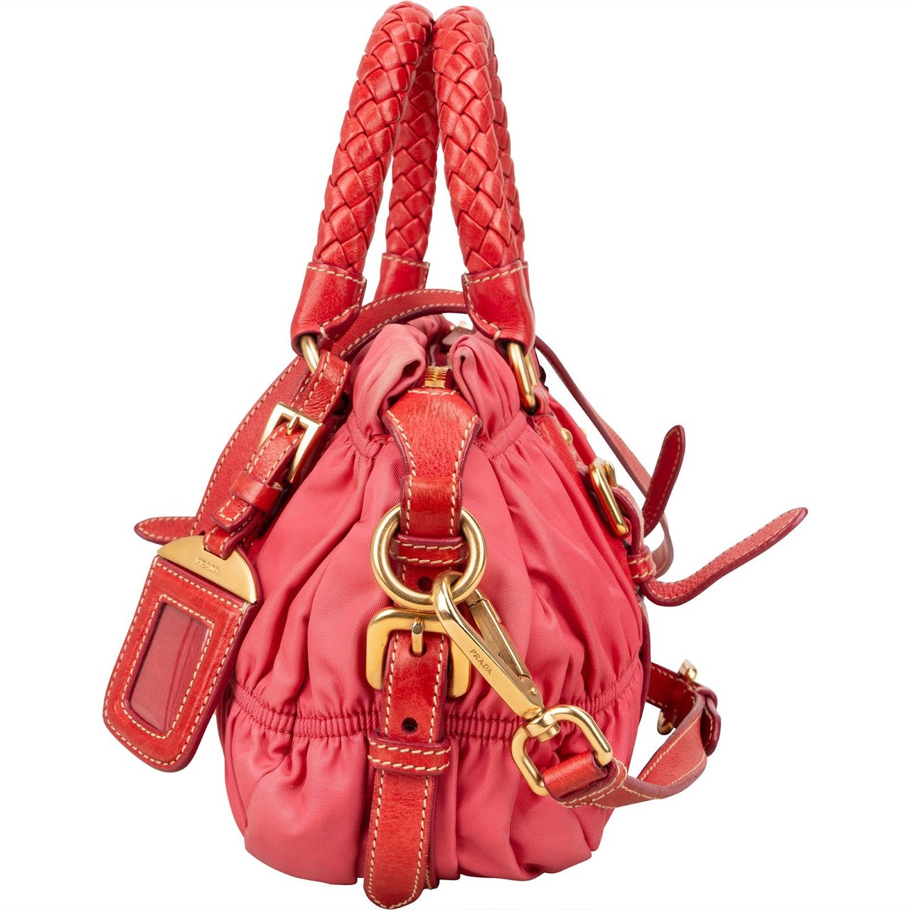 Prada Prada Tessuto Gauffre Satchel Handbag Rood
