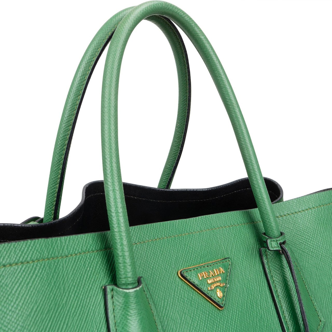Prada Prada Saffiano Leather Double Handbag Groen