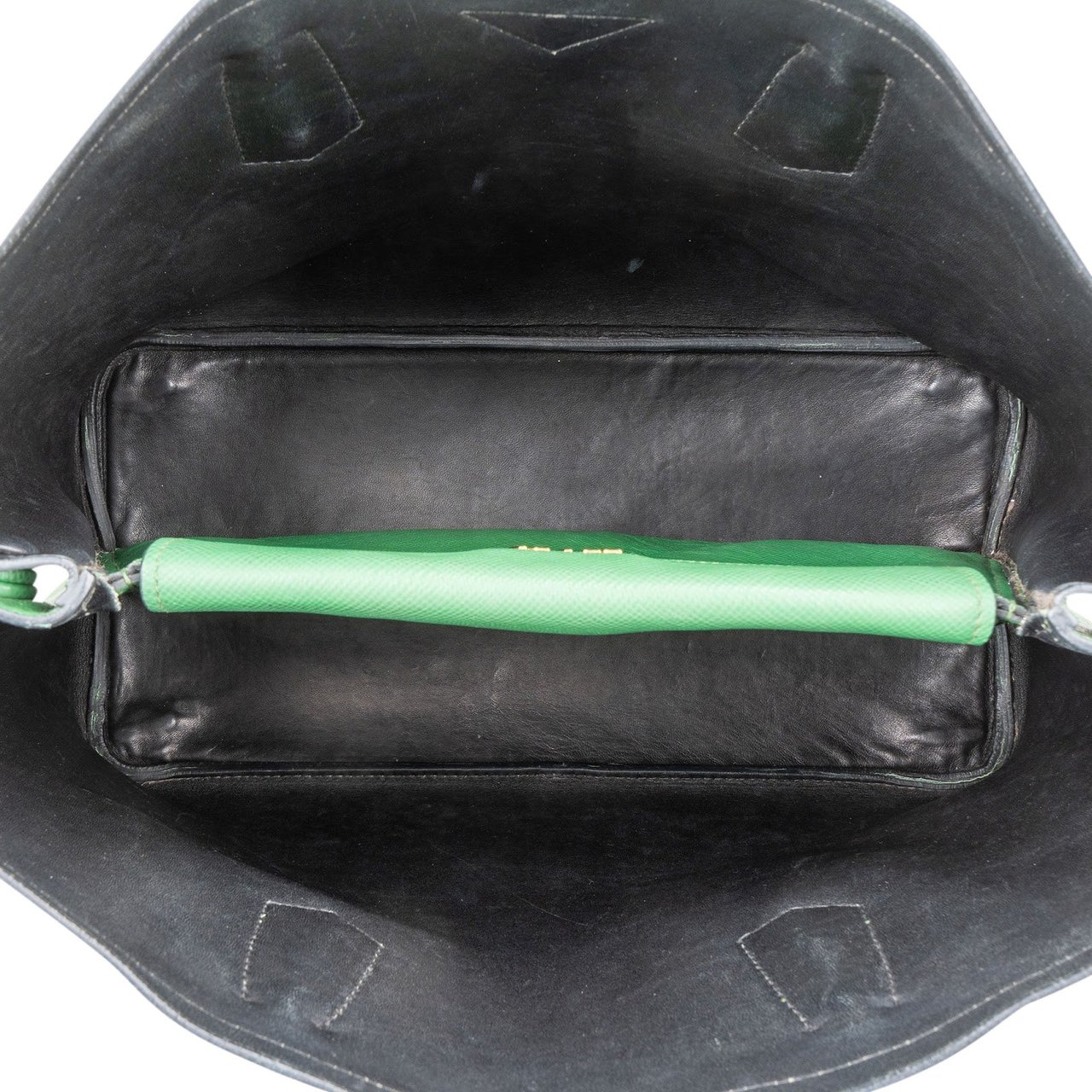 Prada Prada Saffiano Leather Double Handbag Groen