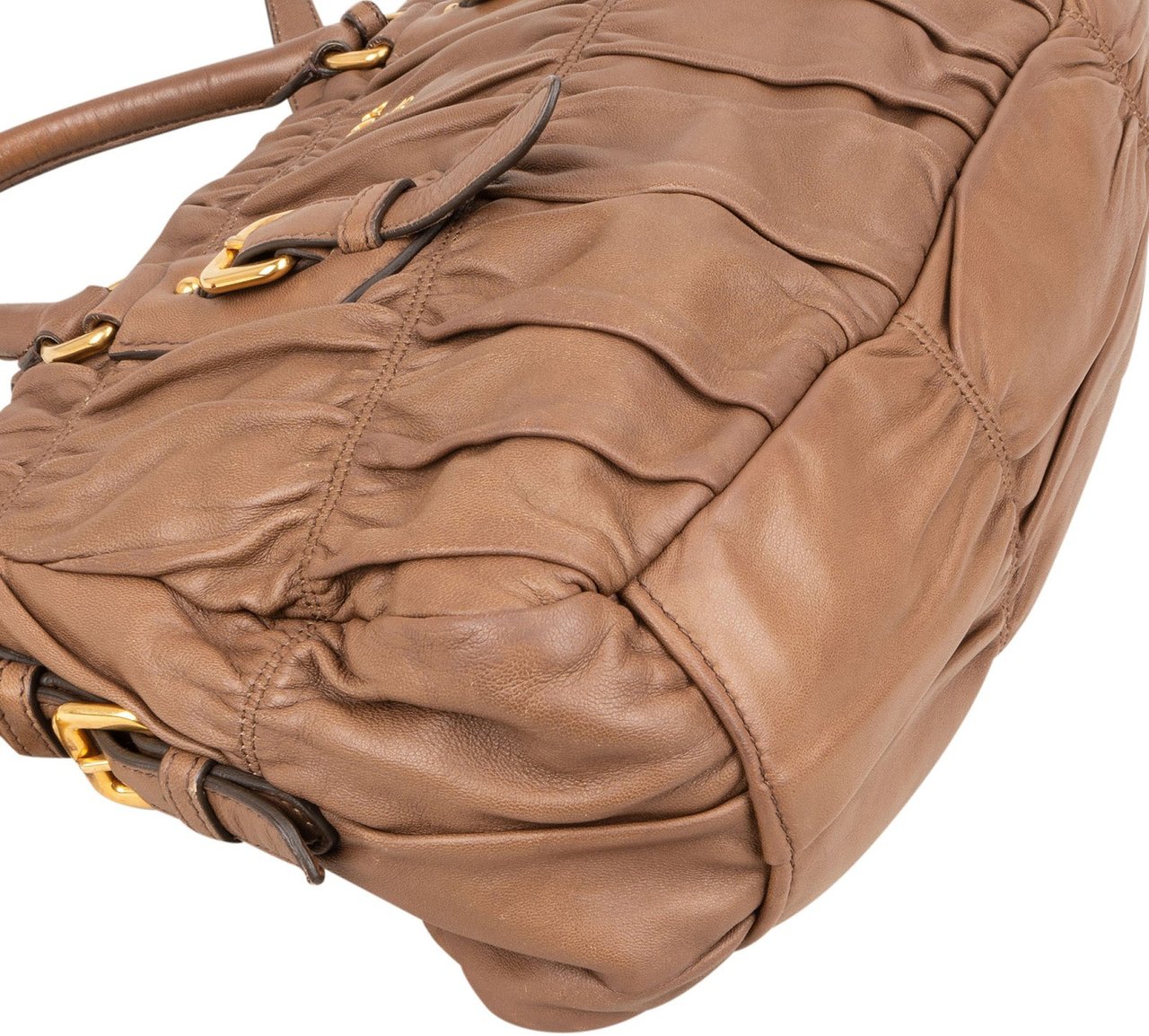 Prada Prada Quilted Nappa Leather Gaufre Satchel Handbag Bruin