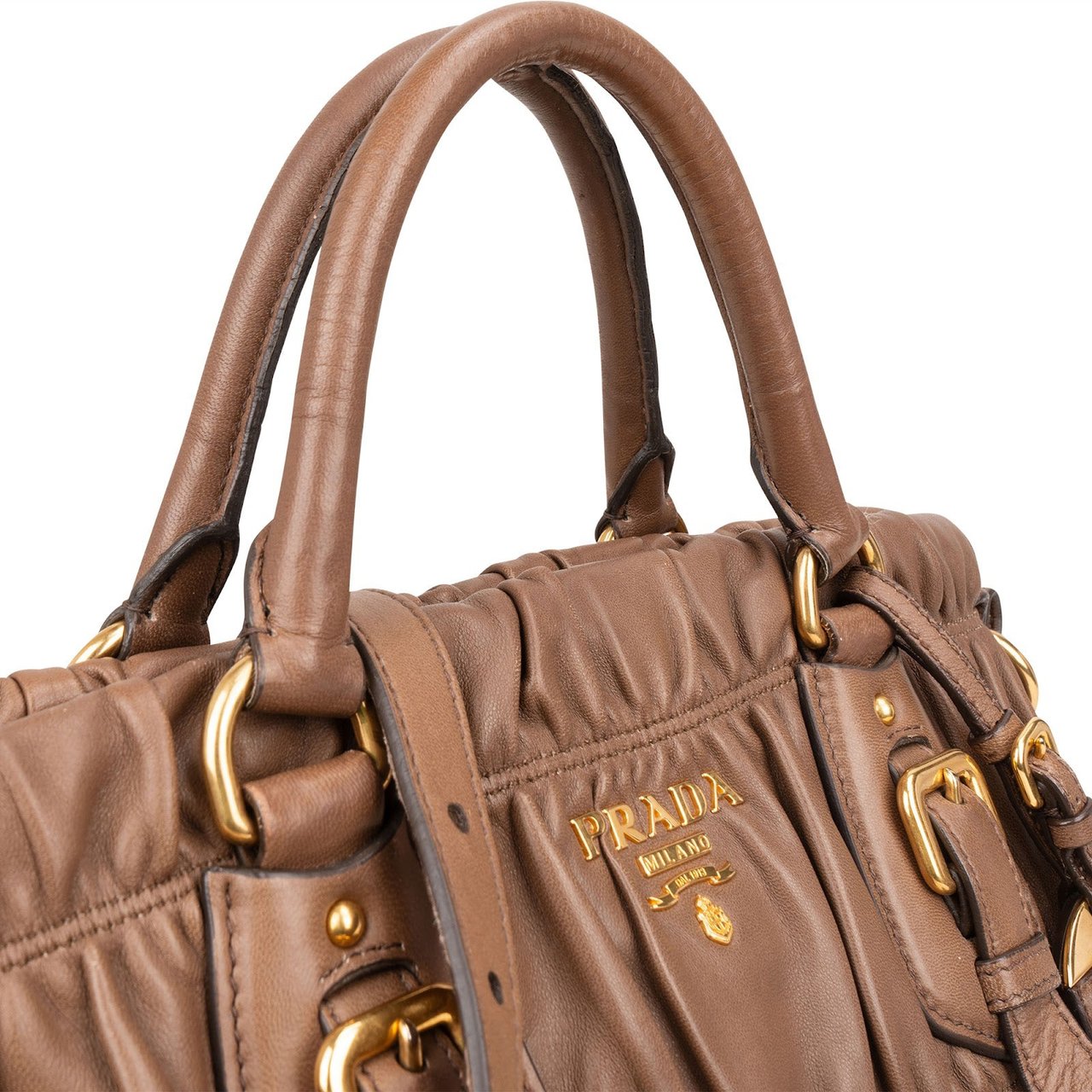 Prada Prada Quilted Nappa Leather Gaufre Satchel Handbag Bruin