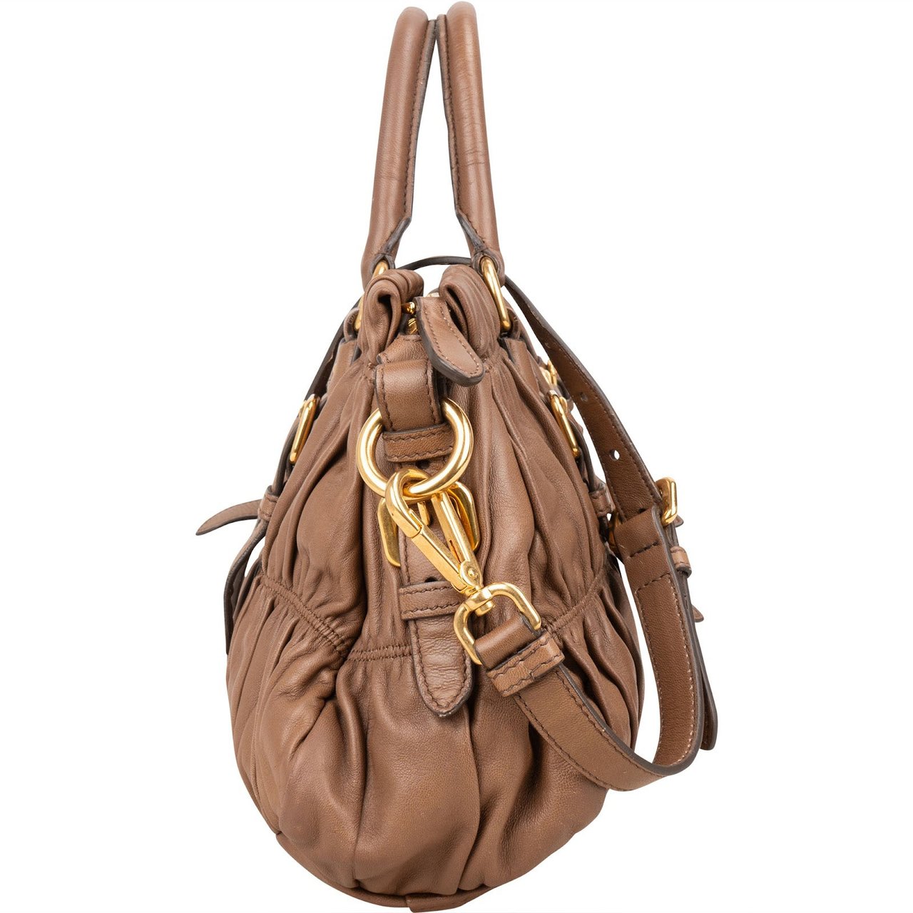 Prada Prada Quilted Nappa Leather Gaufre Satchel Handbag Bruin