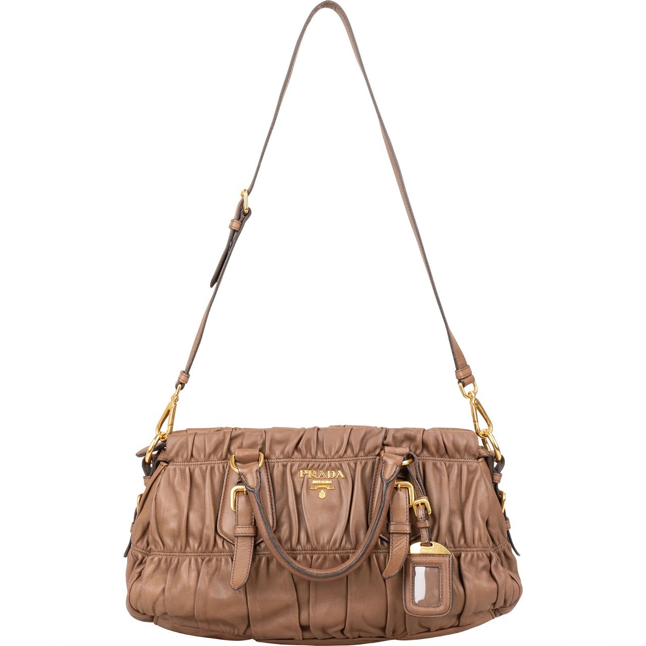 Prada Prada Quilted Nappa Leather Gaufre Satchel Handbag Bruin