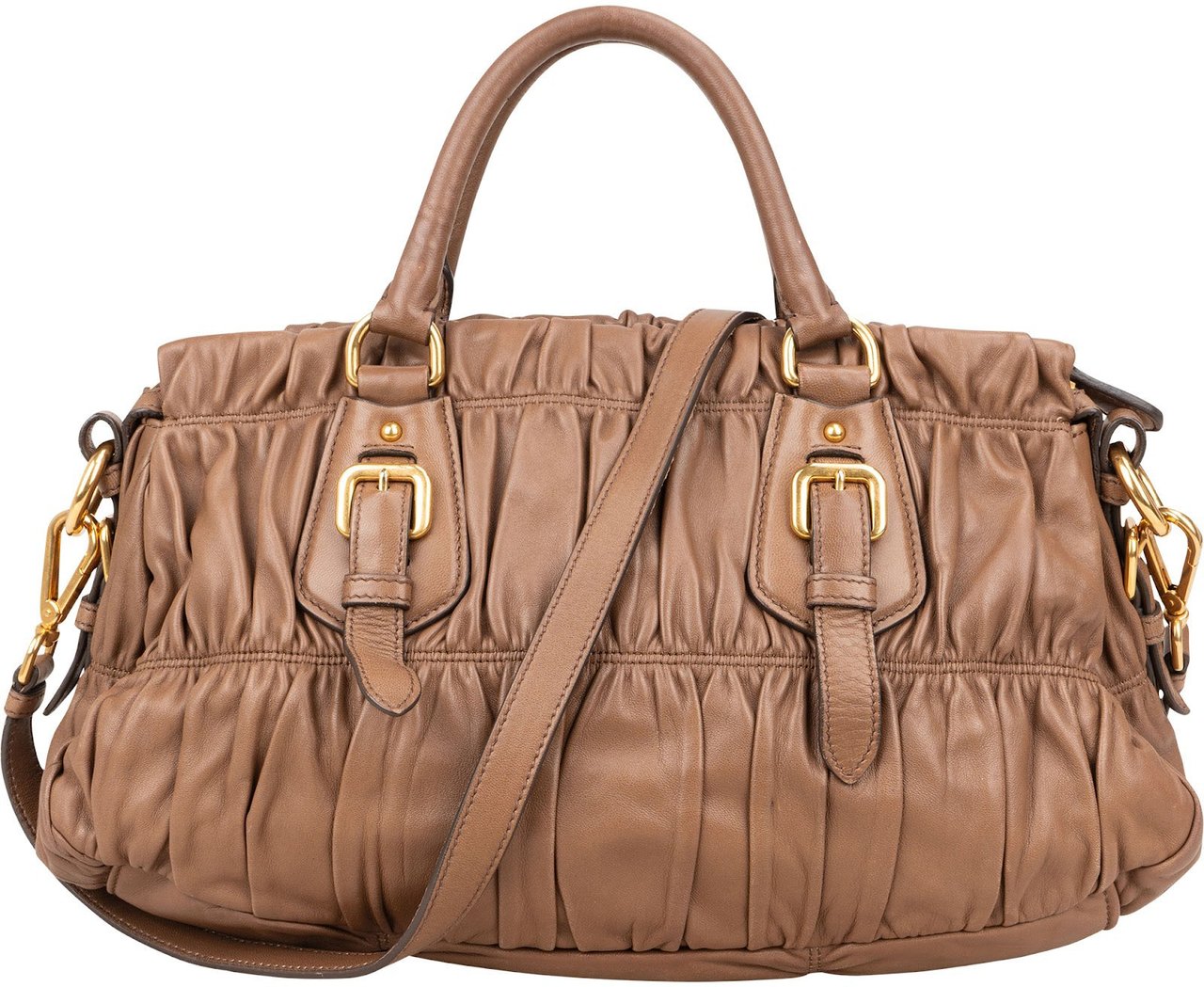 Prada Prada Quilted Nappa Leather Gaufre Satchel Handbag Bruin
