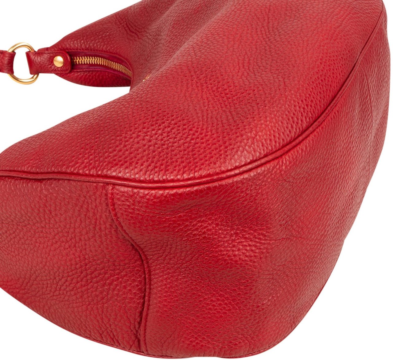 Prada Red Vitello Daino Leather Hobo Shoulder Bag Rood