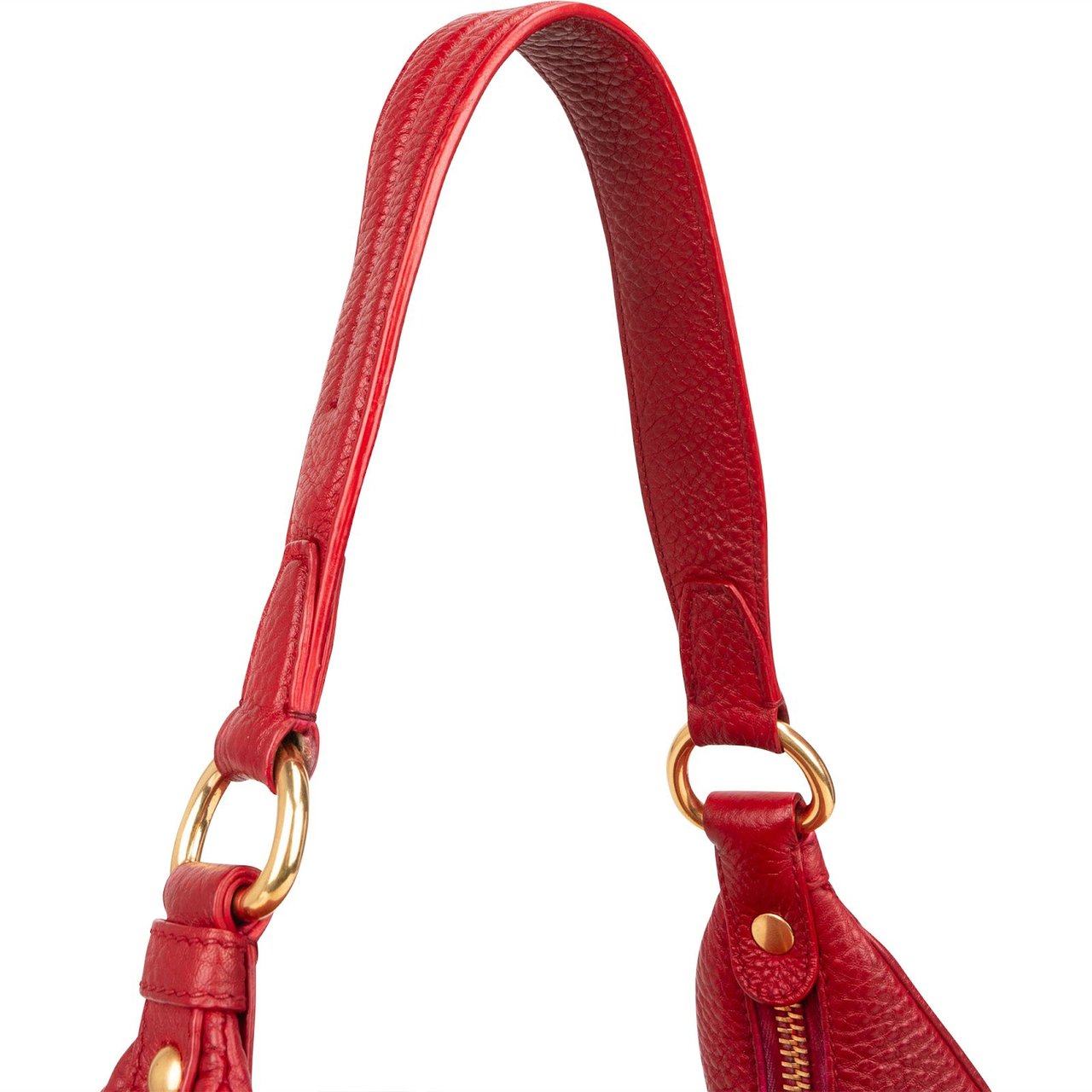 Prada Red Vitello Daino Leather Hobo Shoulder Bag Rood