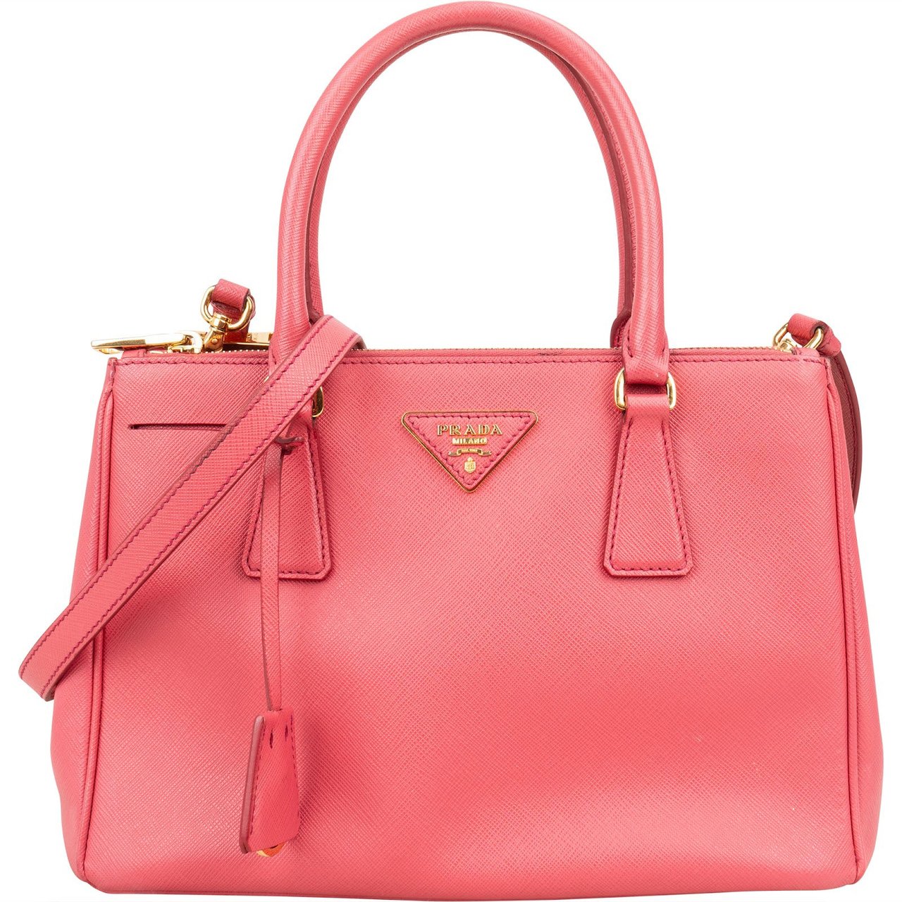 Prada Prada Pink Saffiano Leather Galleria Handbag Rood