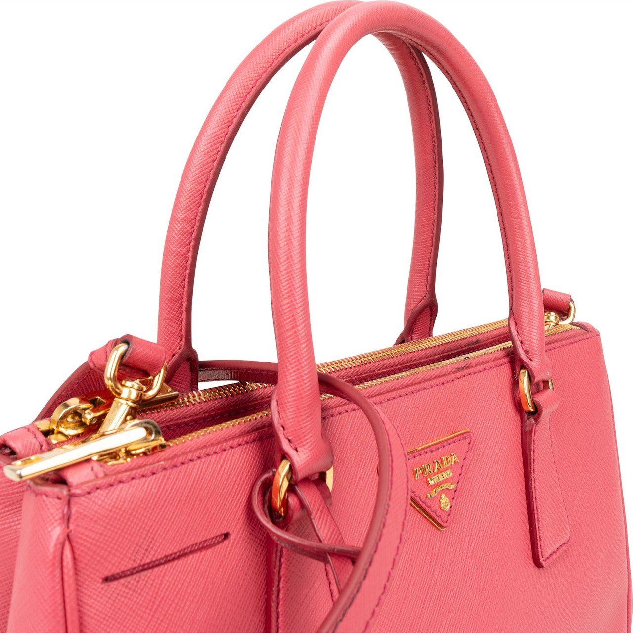 Prada Prada Pink Saffiano Leather Galleria Handbag Rood
