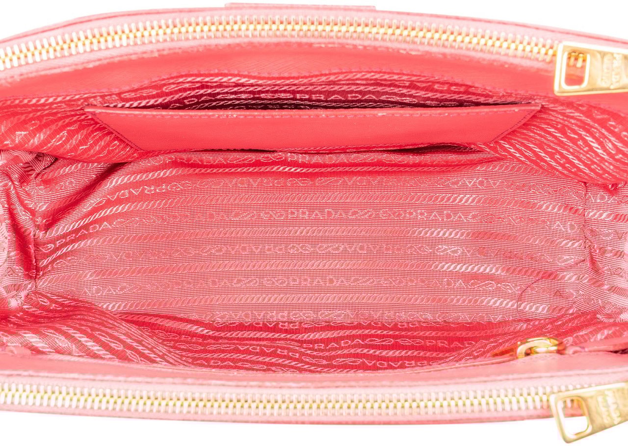 Prada Prada Pink Saffiano Leather Galleria Handbag Rood