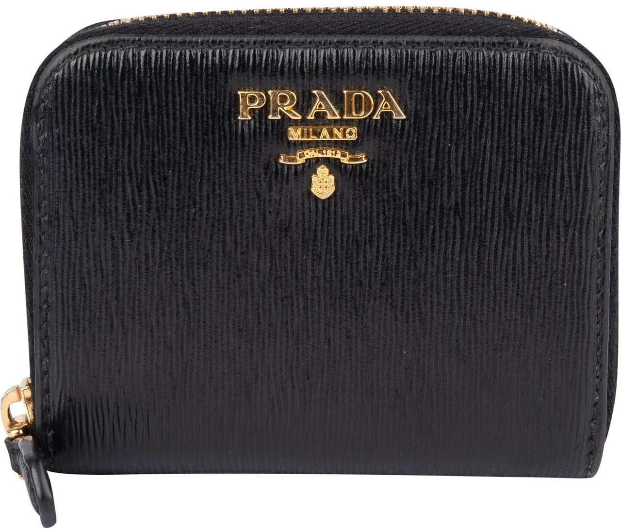 Prada Prada Saffiano Leather Zip Around Wallet Zwart