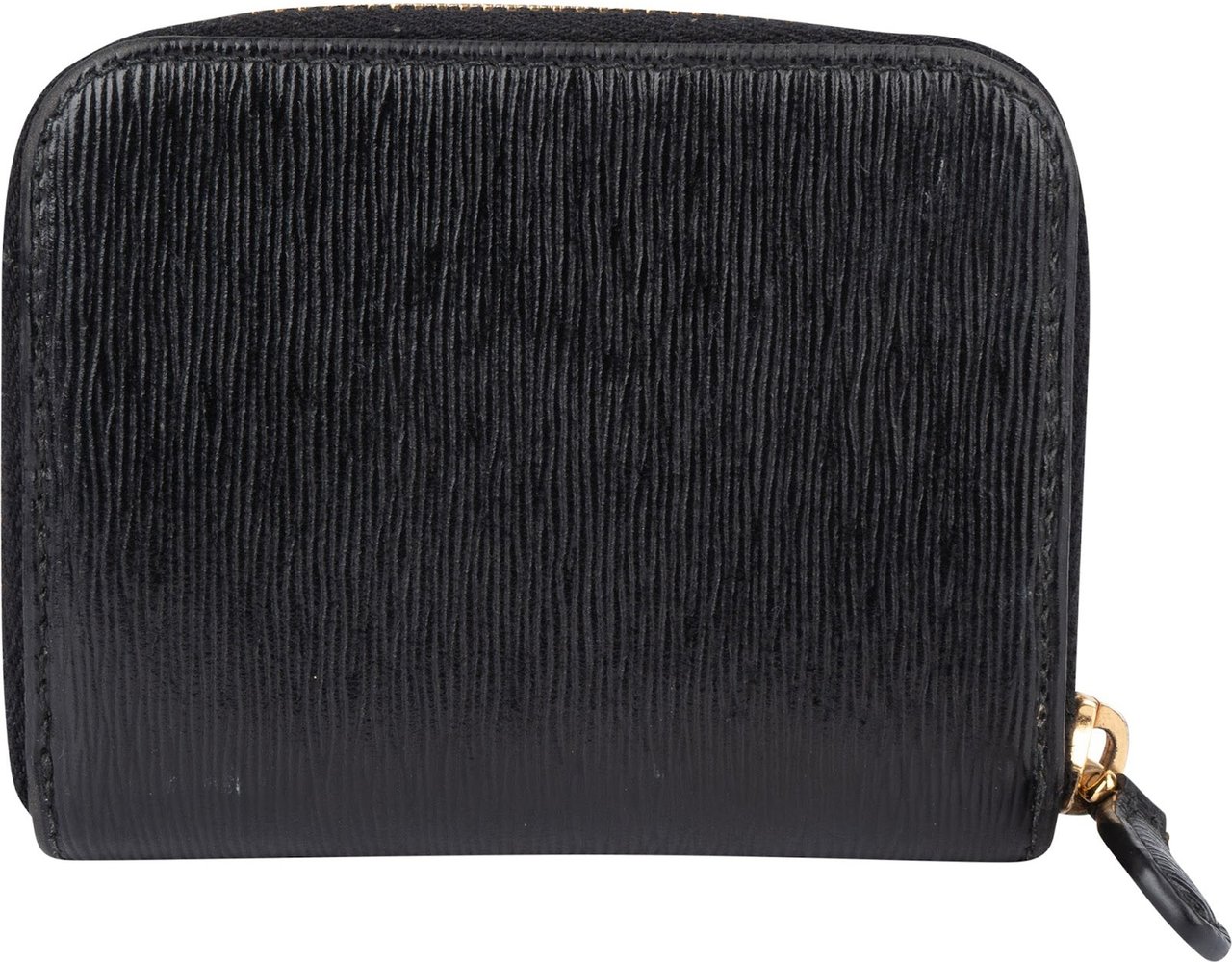 Prada Prada Saffiano Leather Zip Around Wallet Zwart