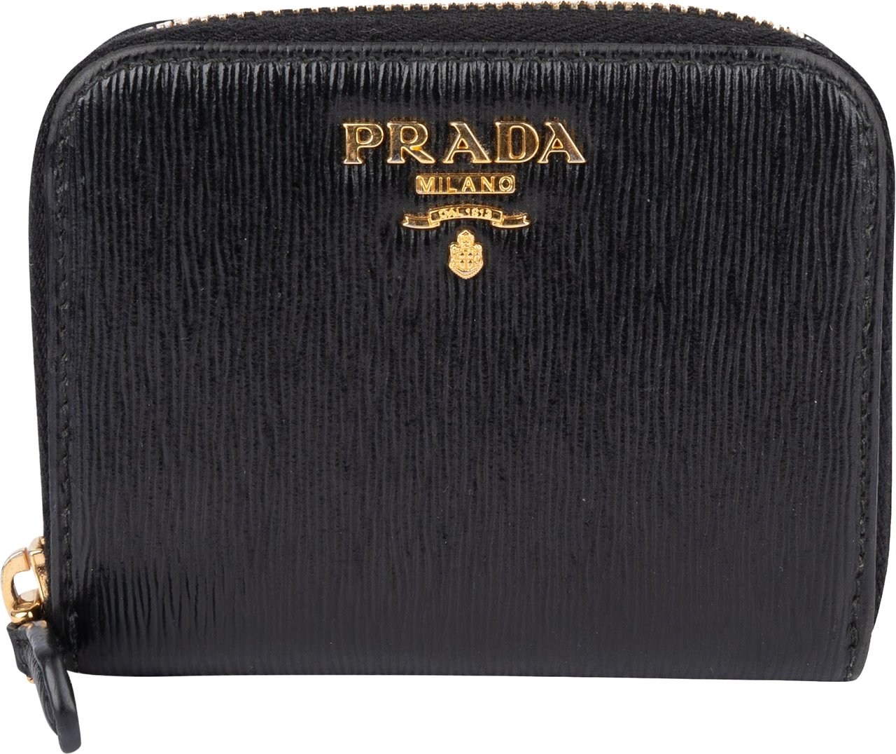 Prada Saffiano Leather Zip Around Wallet Zwart