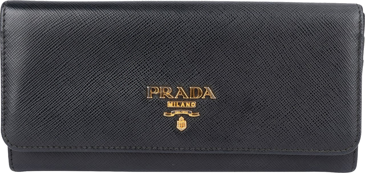 Prada Saffiano Leather Continental Wallet Zwart