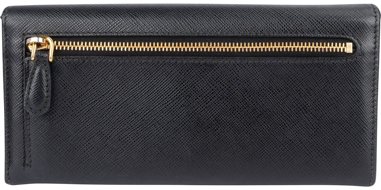 Prada Prada Saffiano Leather Continental Wallet Zwart