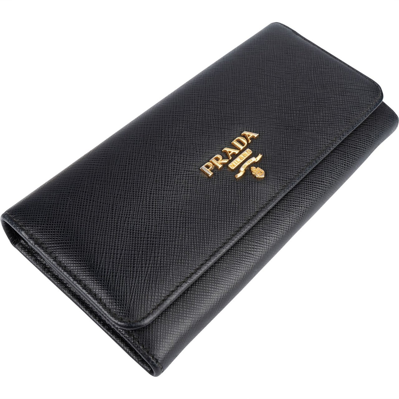 Prada Prada Saffiano Leather Continental Wallet Zwart