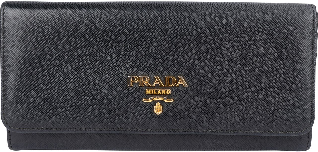 Prada Prada Saffiano Leather Continental Wallet Zwart