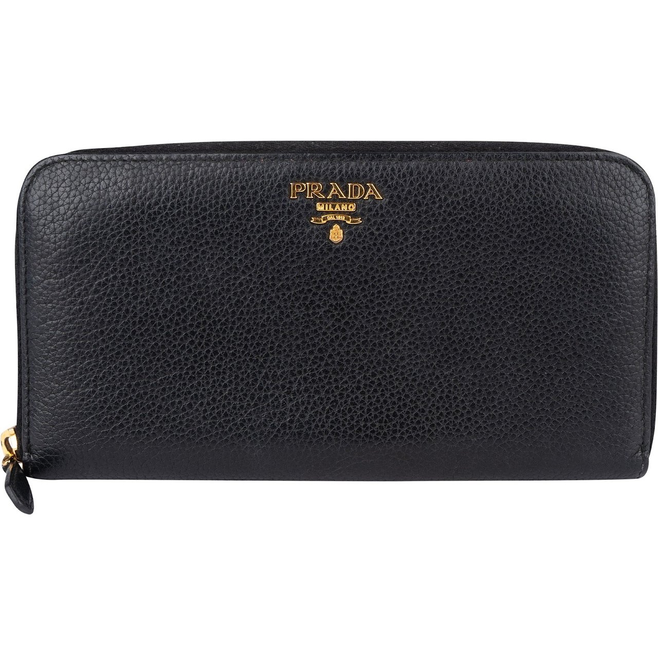 Prada Vitello Grained Leather Large Zip Around Wallet 1ML506 Zwart