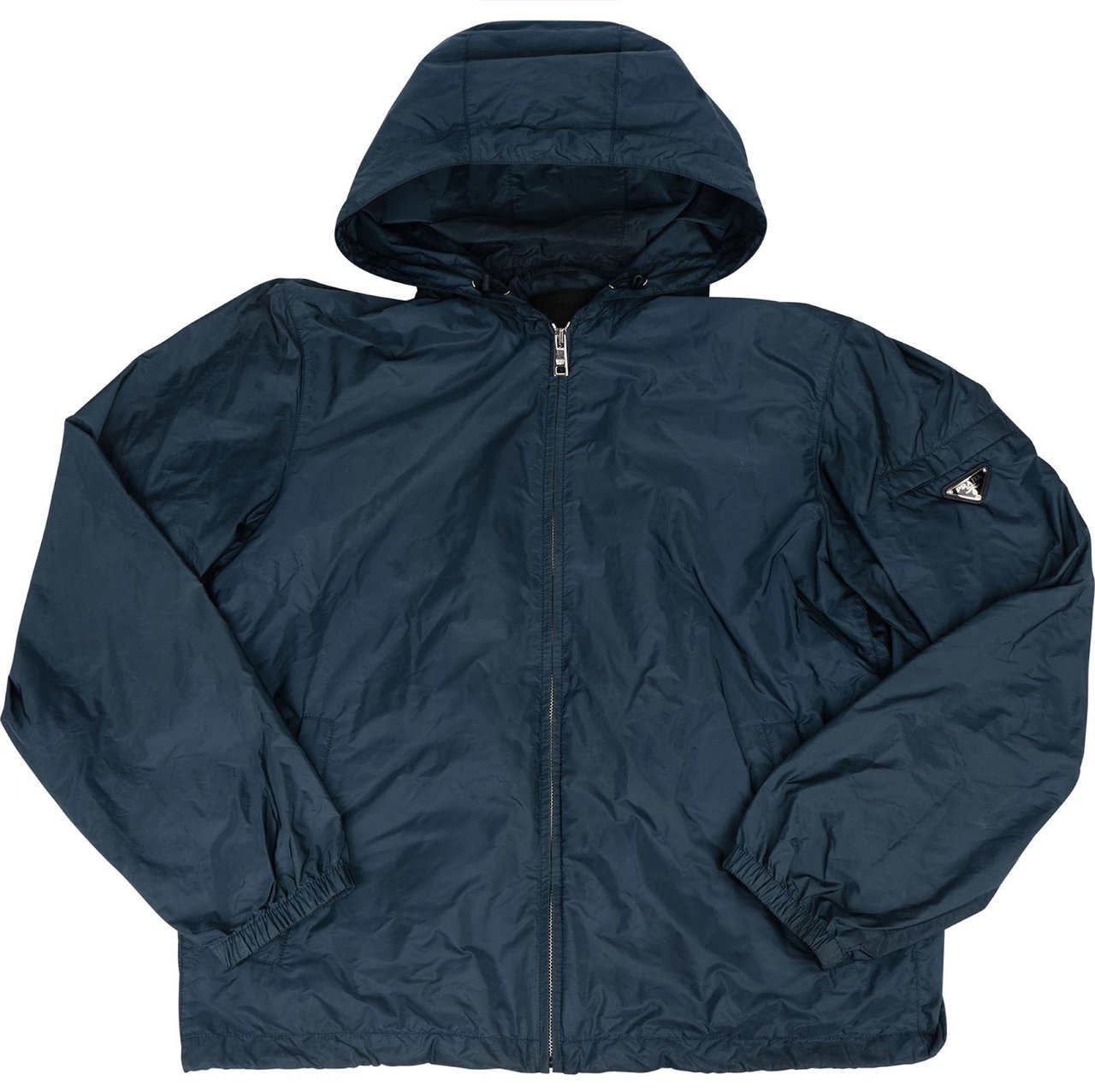 Prada Prada Navy Nylon Triangle Windbreaker Jacket (XL) Navy