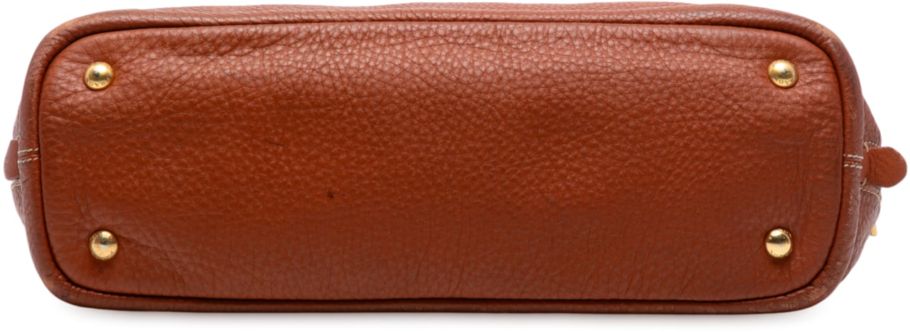 Prada Vitello Daino Side Zip Tote Bruin