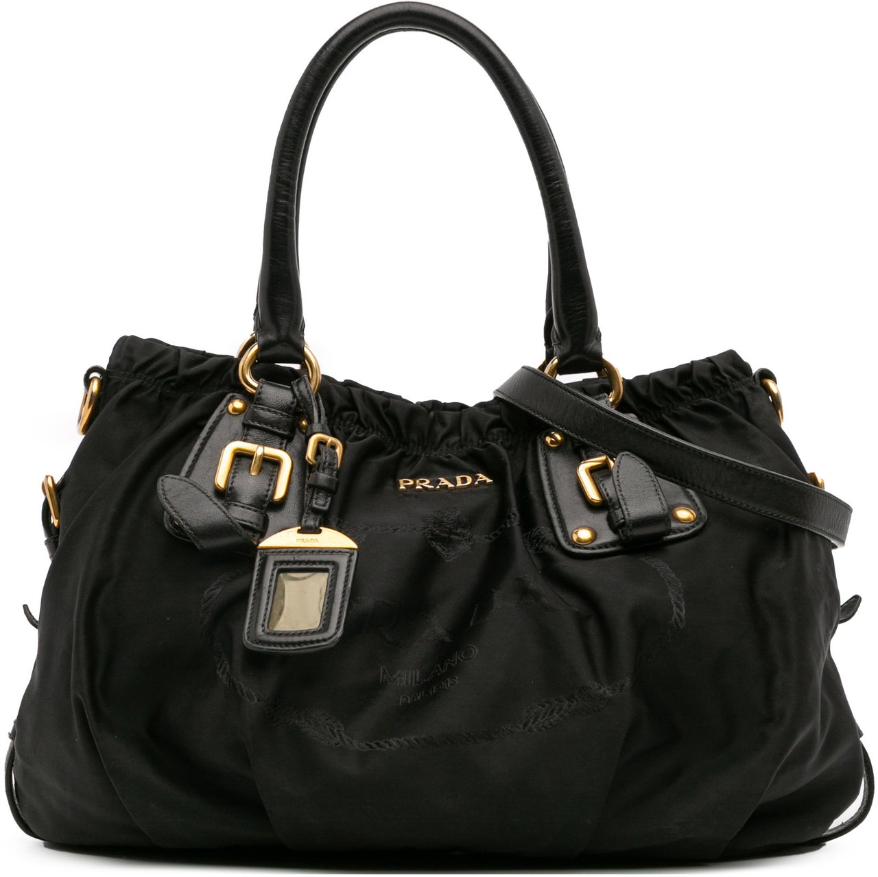Prada Tessuto Canapa Logo Satchel Zwart