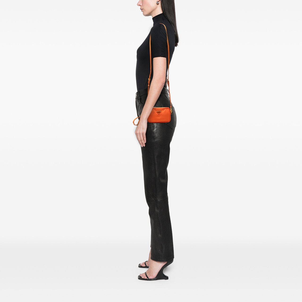 Prada Mini Tessuto Double Zip Camera Bag Oranje