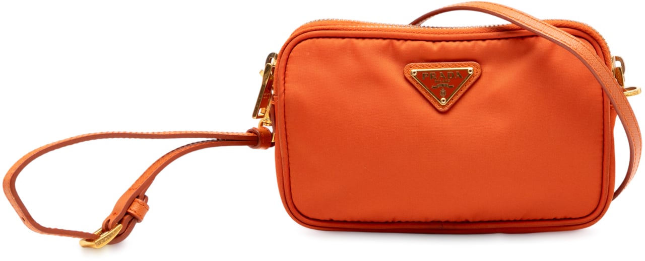 Prada Mini Tessuto Double Zip Camera Bag Oranje