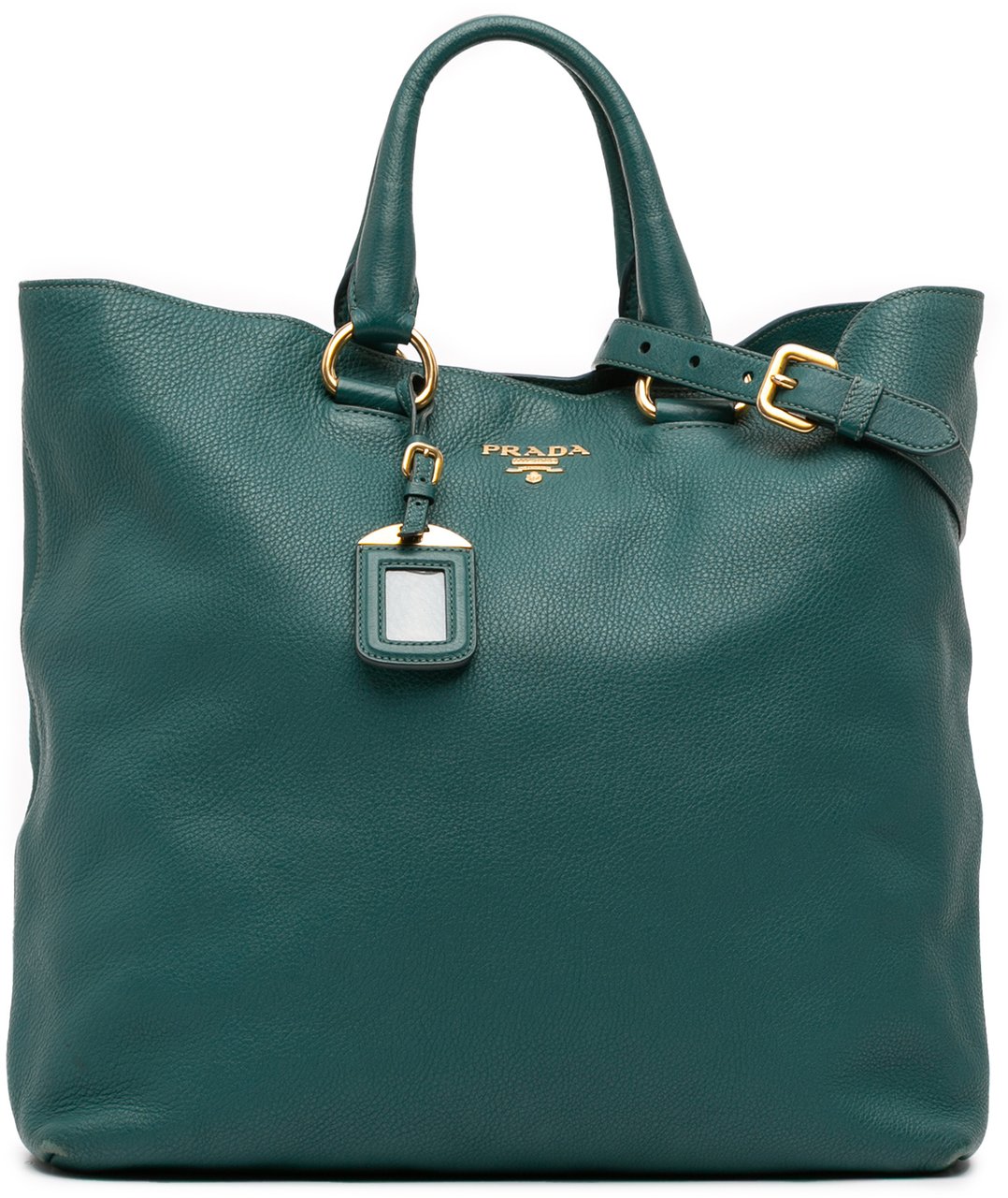 Prada Vitello Daino Open Convertible Tote Blauw
