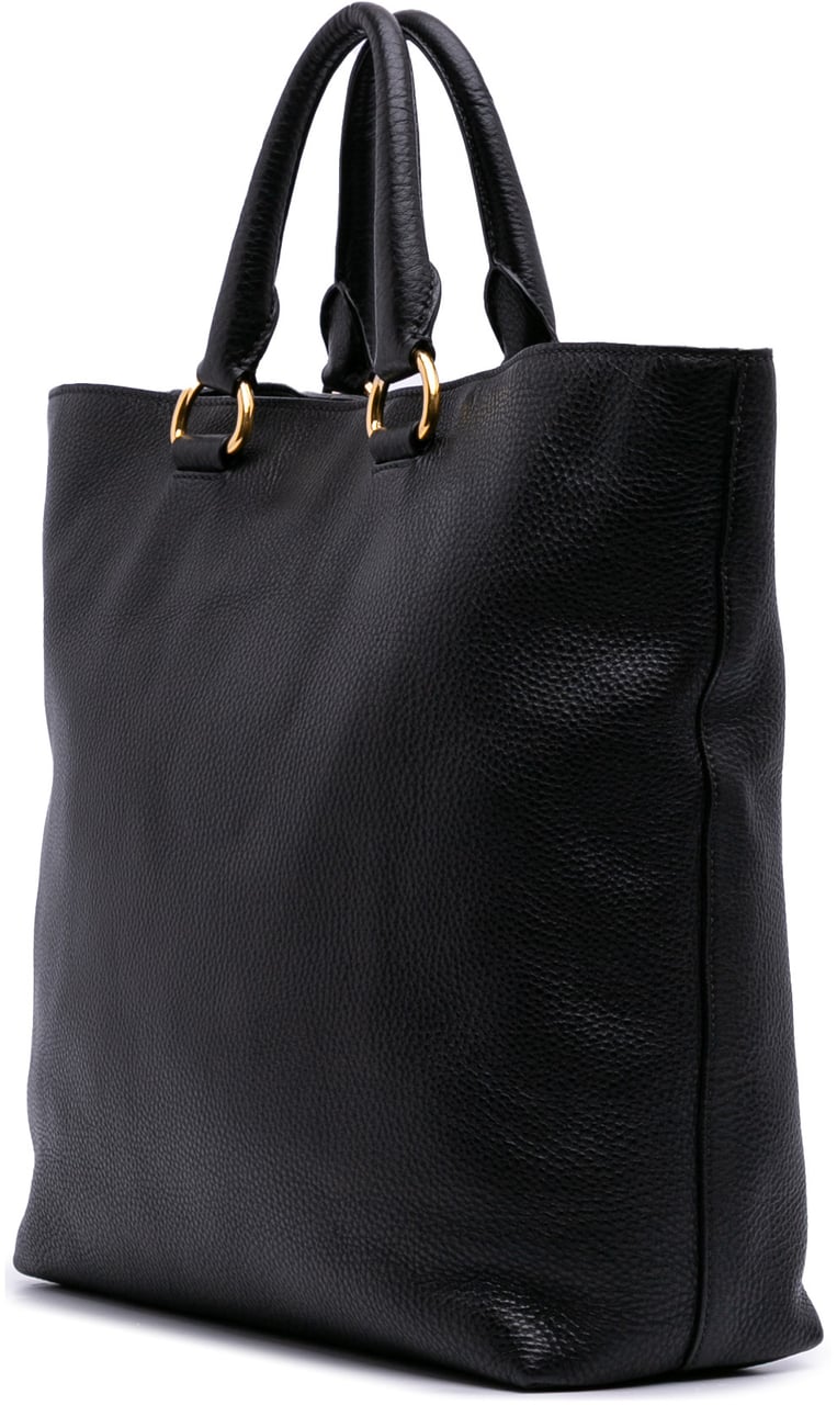 Prada Vitello Daino Open Convertible Tote Zwart