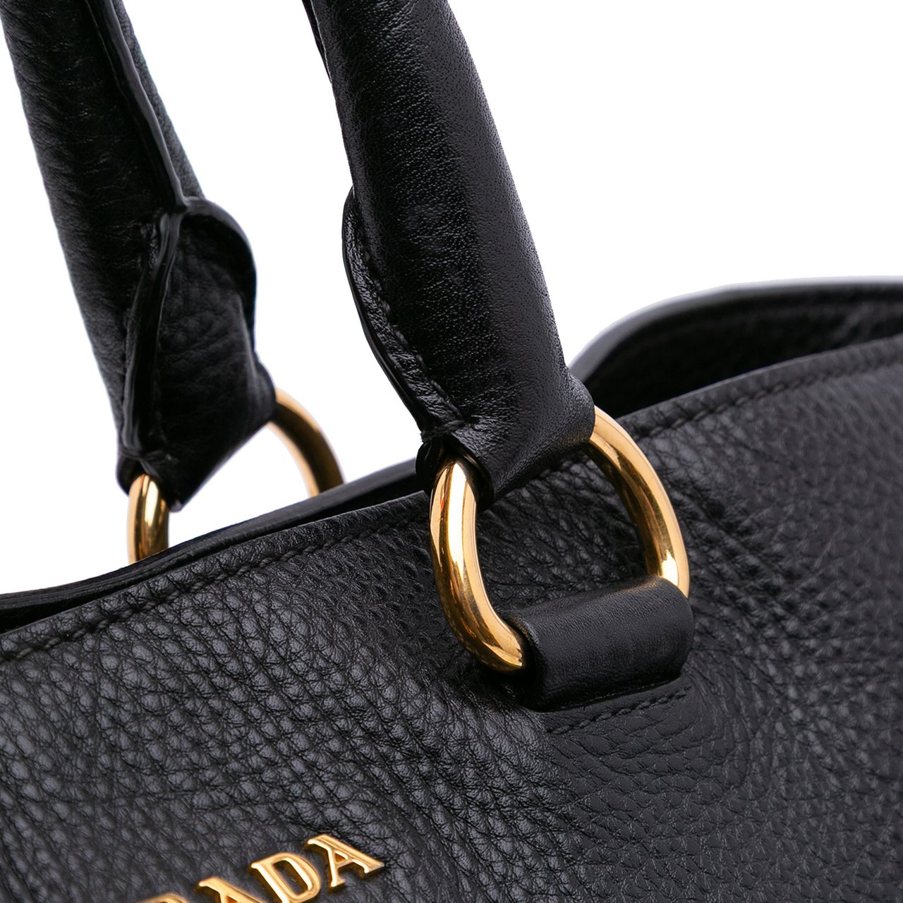 Prada Vitello Daino Open Convertible Tote Zwart