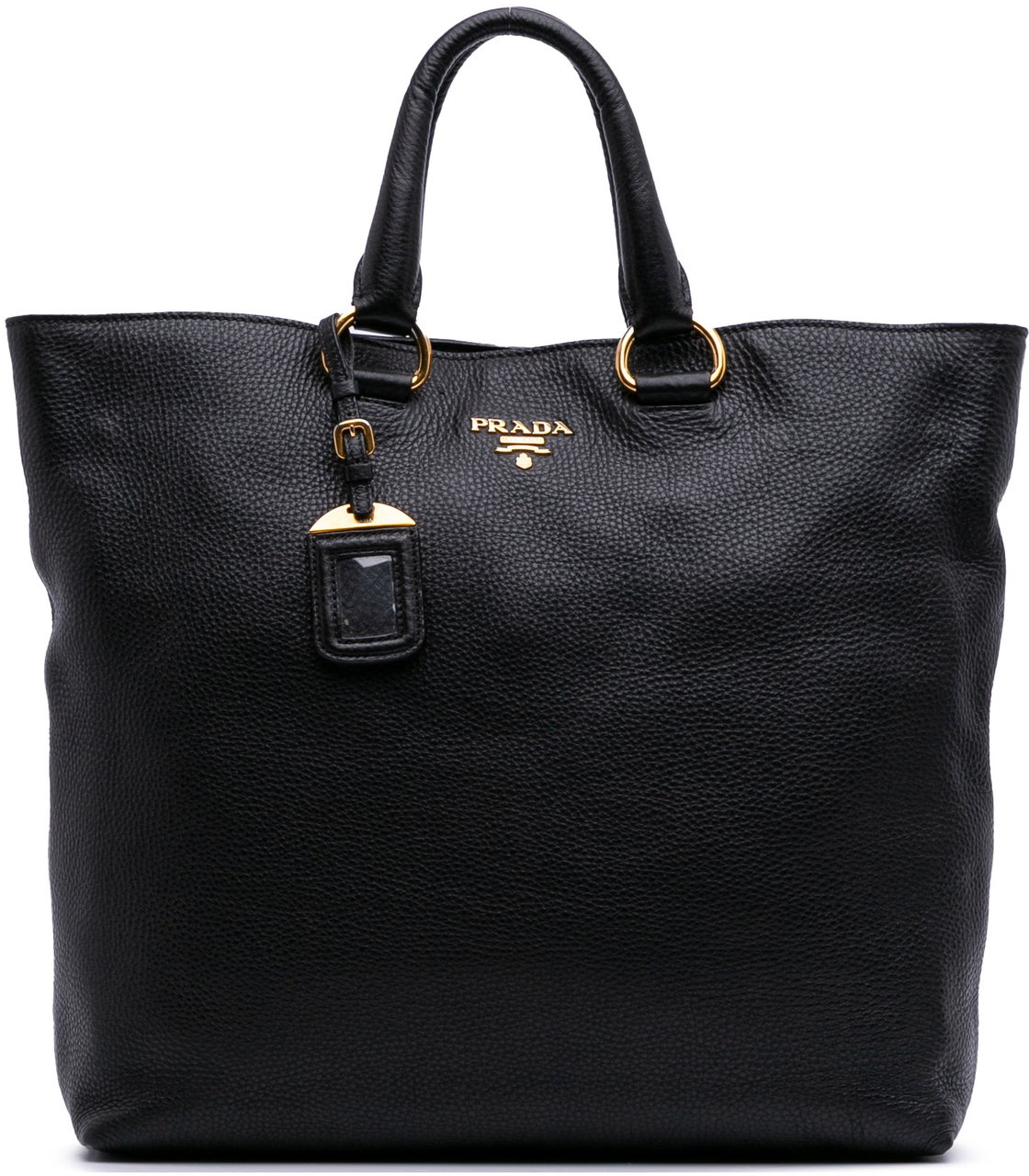 Prada Vitello Daino Open Convertible Tote Zwart