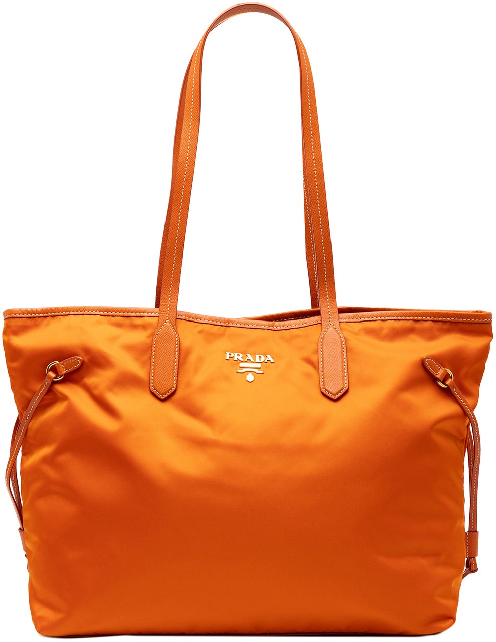 Prada Saffiano Trimmed Tessuto Open Convertible Tote Oranje