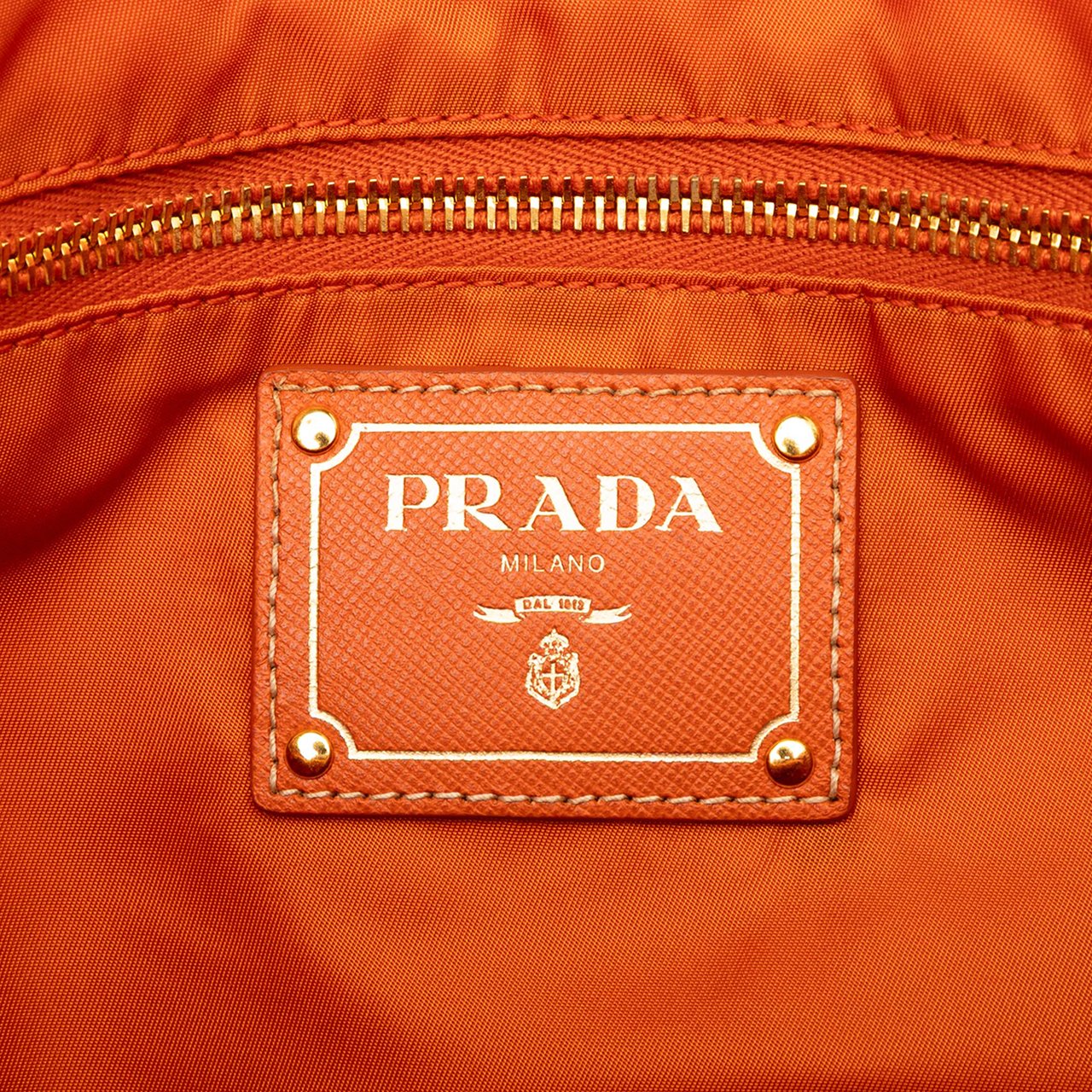 Prada Saffiano Trimmed Tessuto Open Convertible Tote Oranje