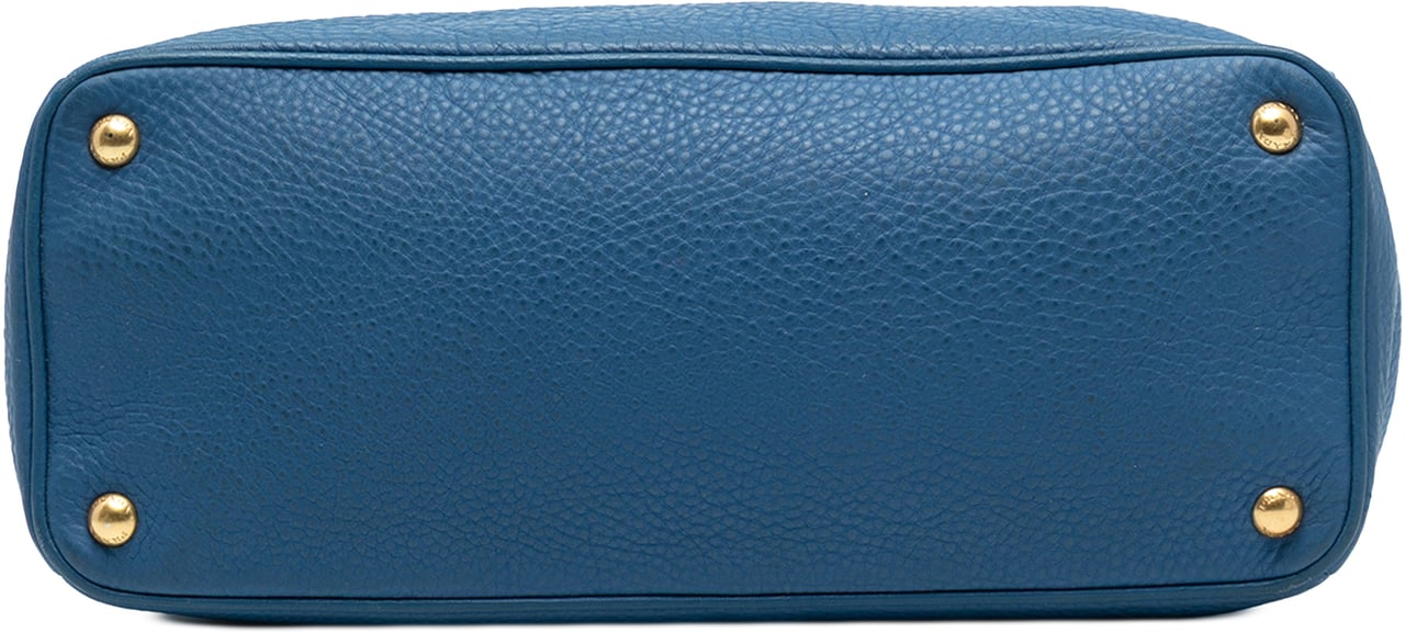 Prada Vitello Daino Double Zip Convertible Tote Blauw
