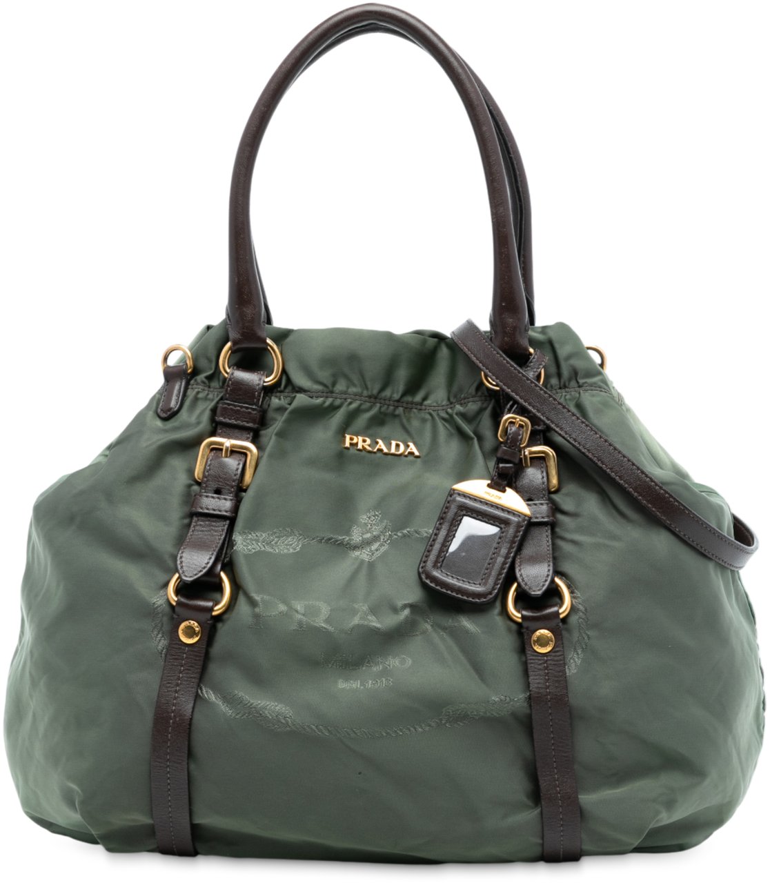 Prada Tessuto Canapa Logo Satchel Groen