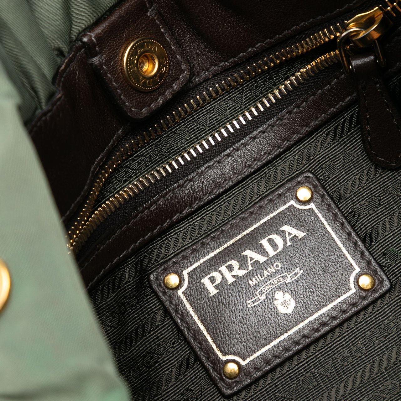 Prada Tessuto Canapa Logo Satchel Groen