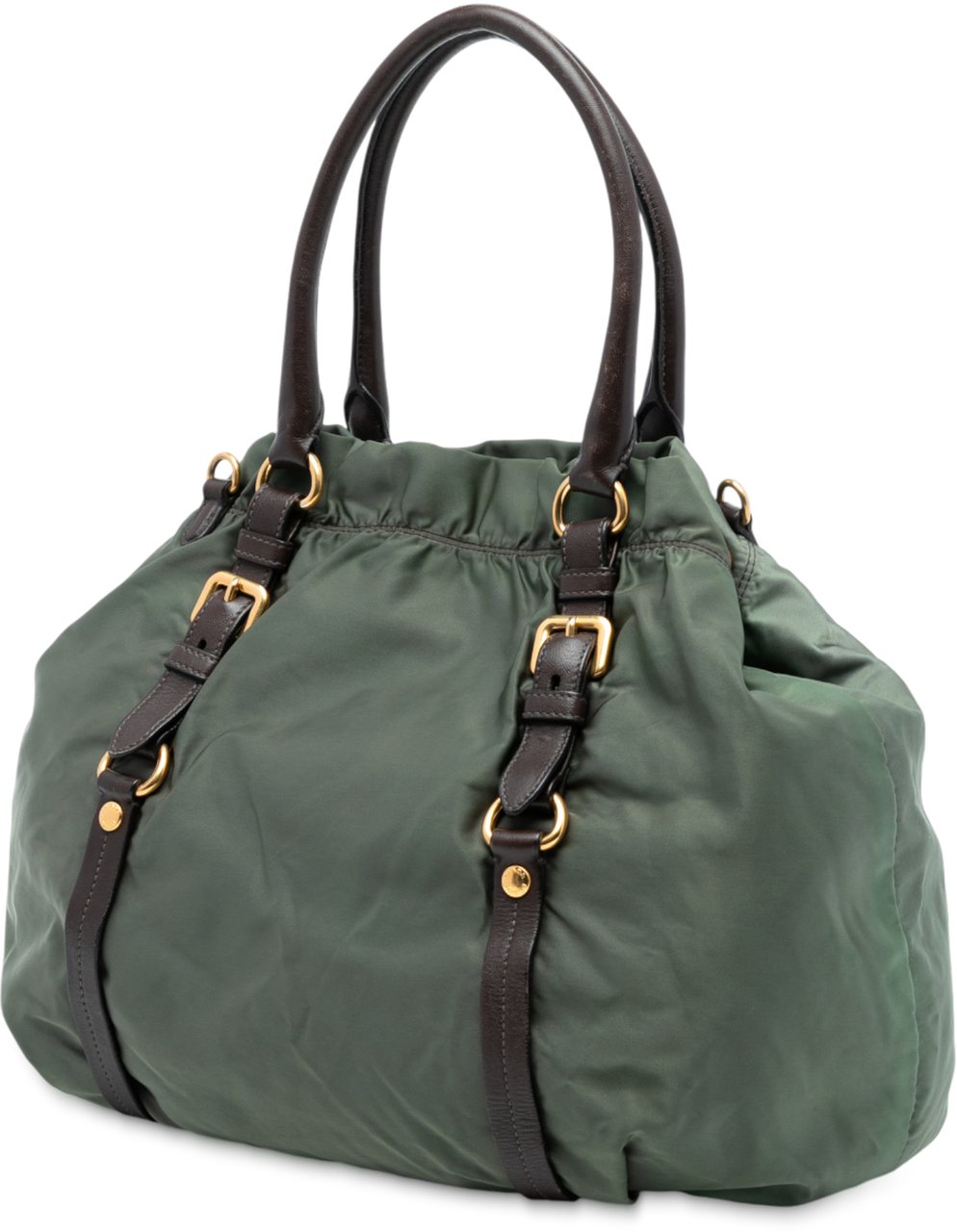 Prada Tessuto Canapa Logo Satchel Groen