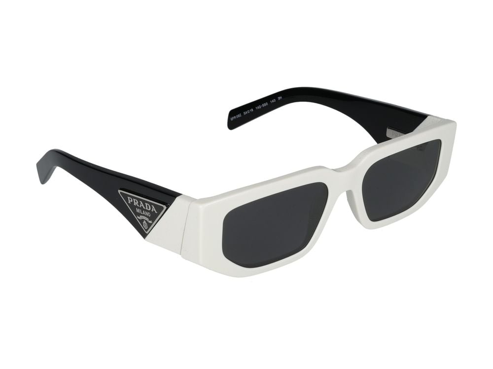 Prada Black Oversized Rectangular Acetate Sunglasses Grijs