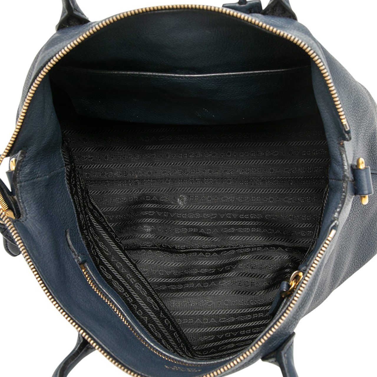 Prada Vitello Daino Zip Top Satchel Blauw