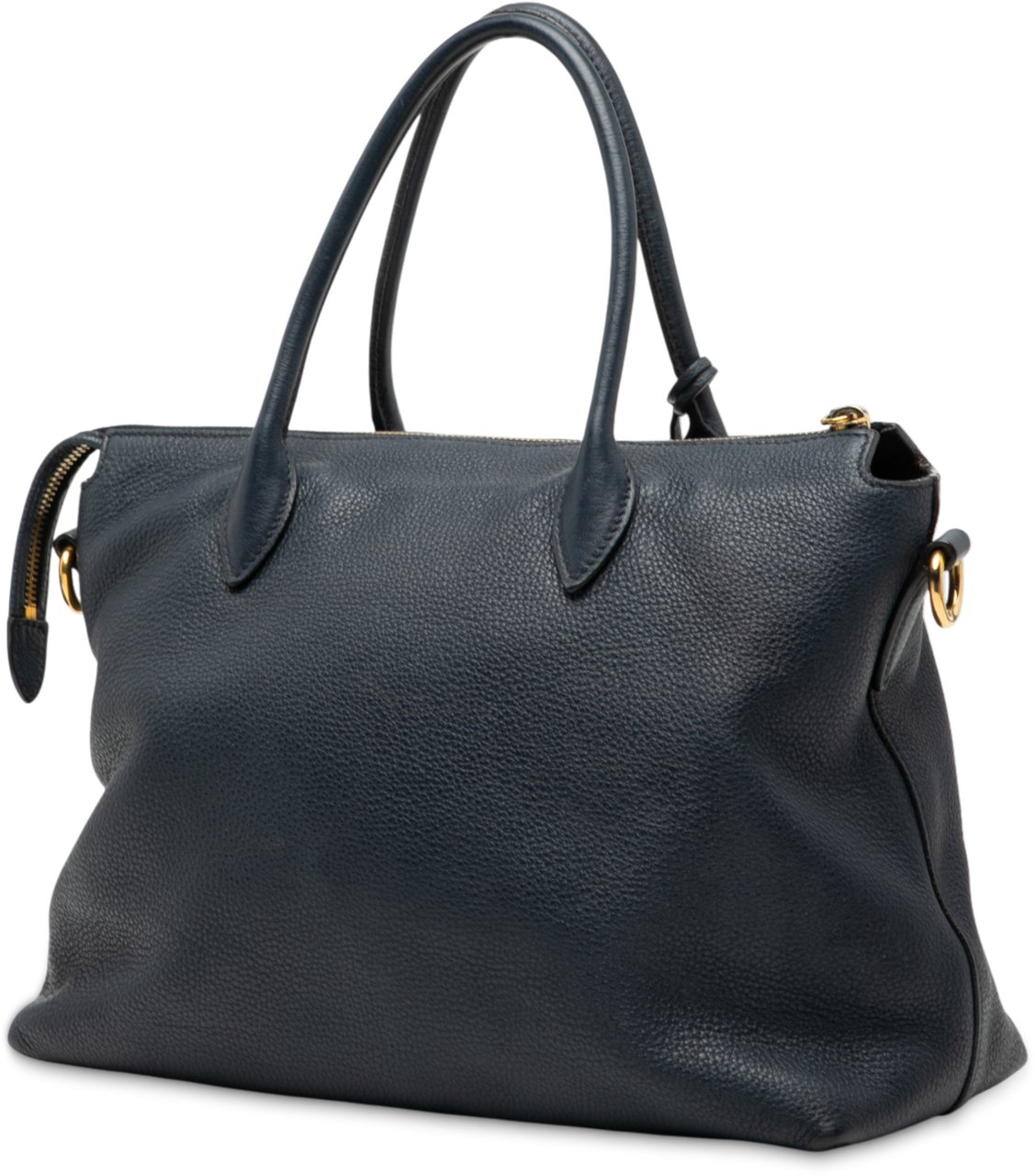Prada Vitello Daino Zip Top Satchel Blauw
