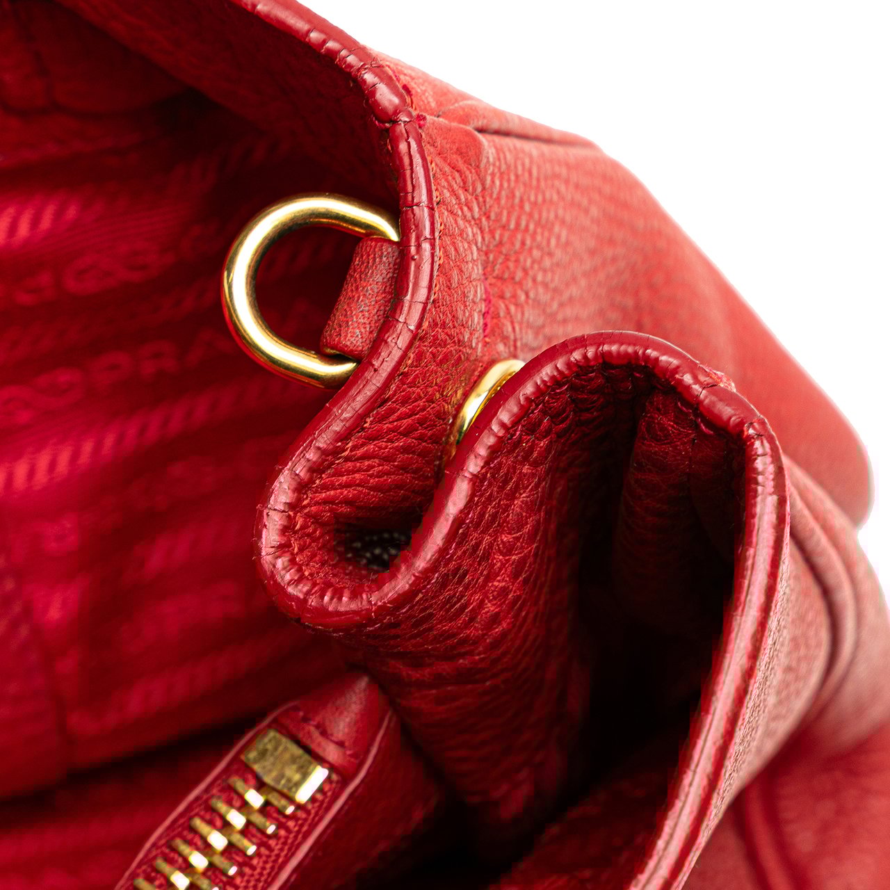 Prada Vitello Daino Open Convertible Tote Rood