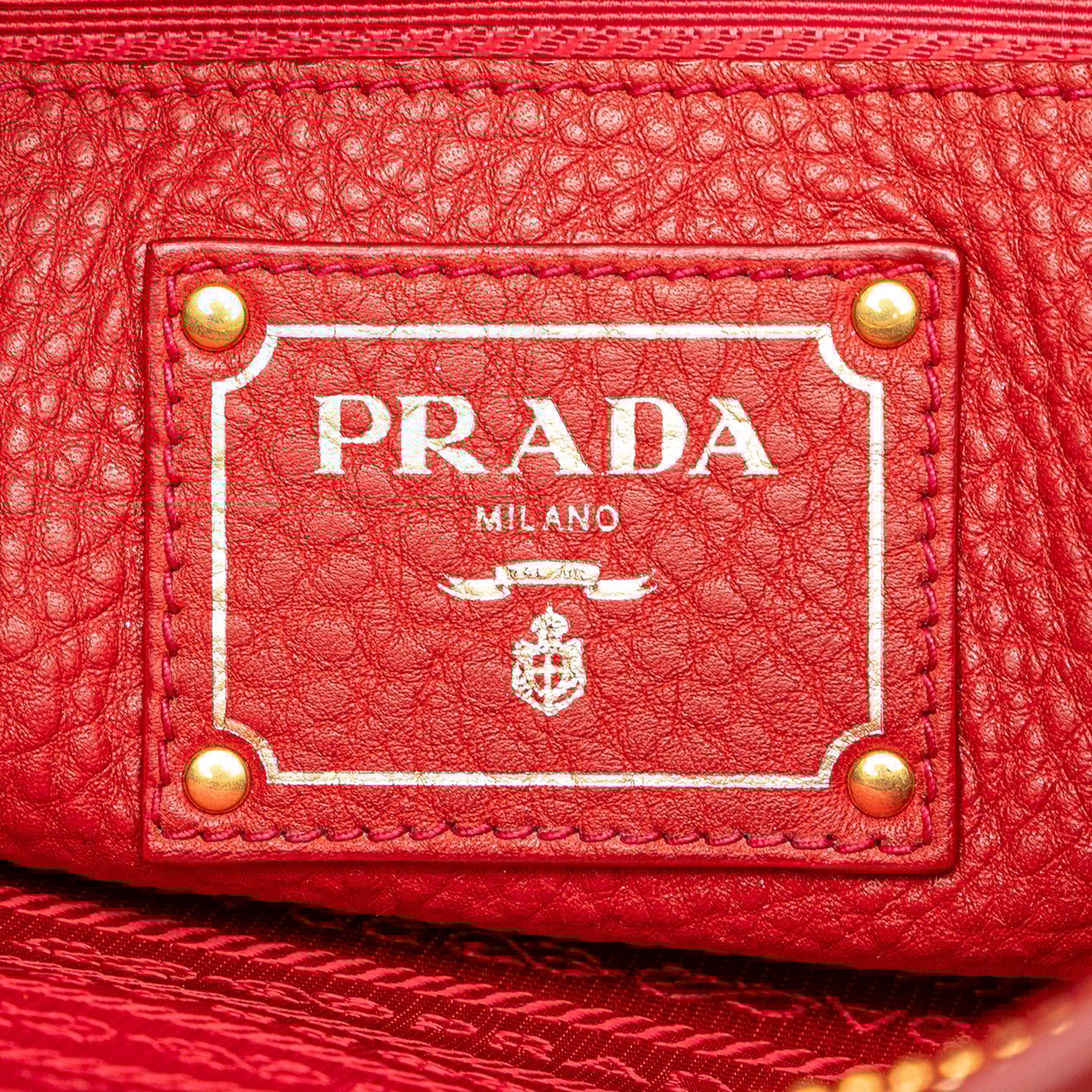 Prada Vitello Daino Open Convertible Tote Rood