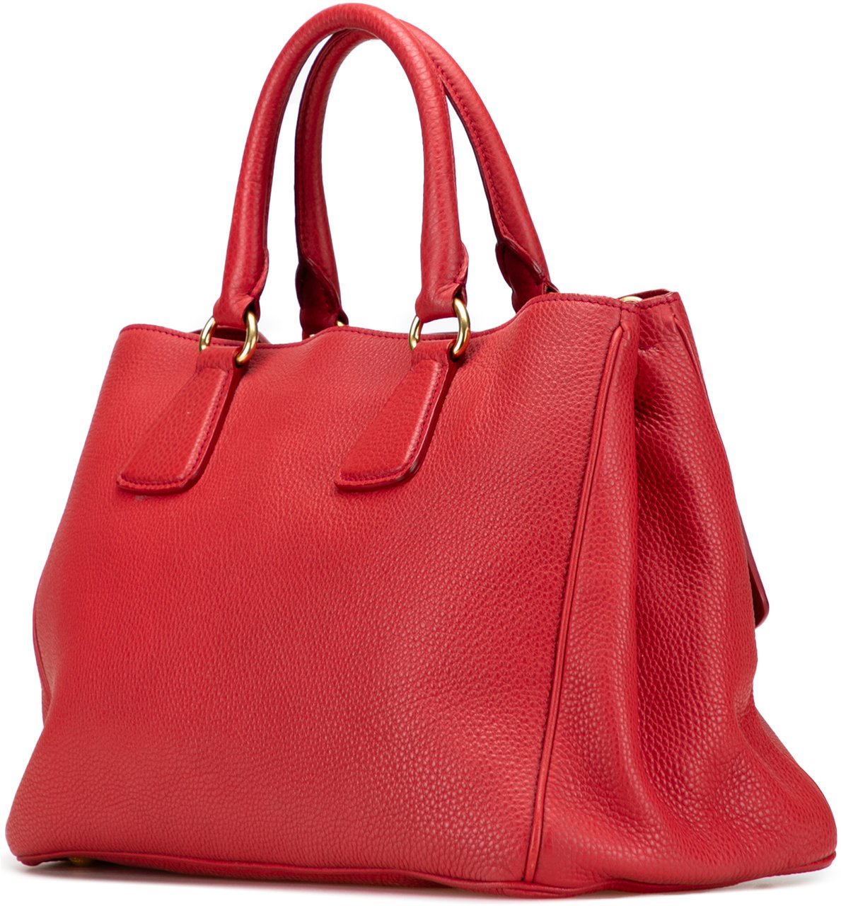 Prada Vitello Daino Open Convertible Tote Rood