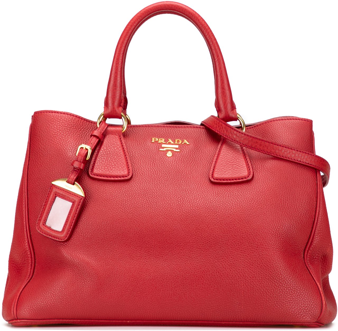 Prada Vitello Daino Open Convertible Tote Rood