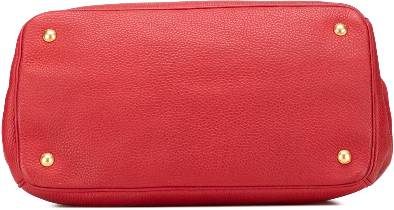Prada Vitello Daino Open Convertible Tote Rood
