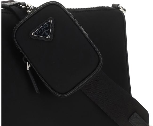 Prada Prada Black Nylon Shoulder Bag Zwart