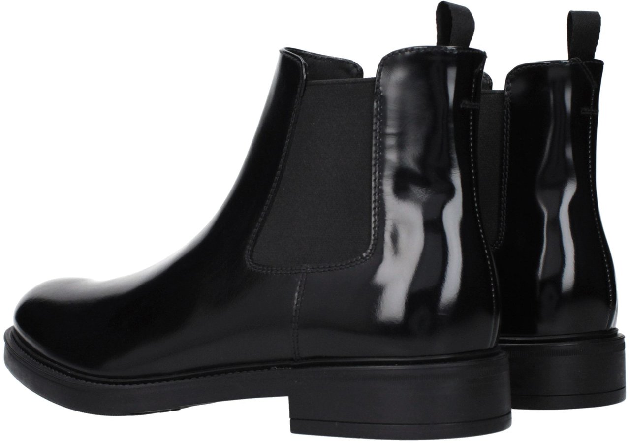 Prada Prada Black Leather Ankle Boots Zwart