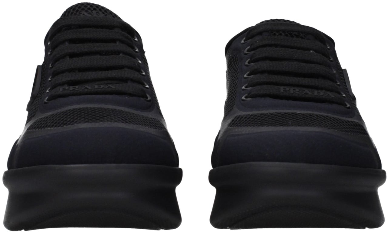 Prada Black Fabric Low Top Sneakers Zwart