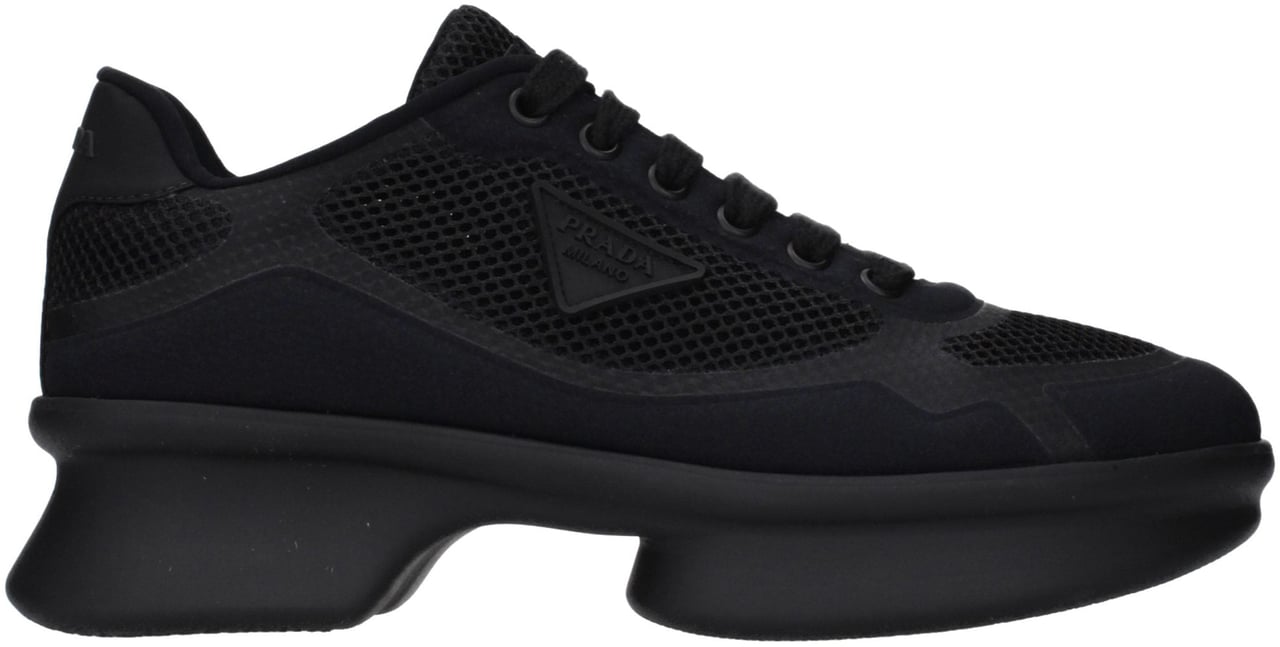 Prada Black Fabric Low Top Sneakers Zwart