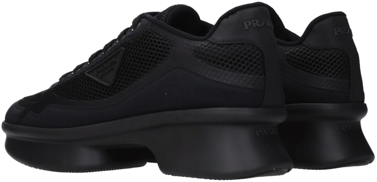 Prada Black Fabric Low Top Sneakers Zwart