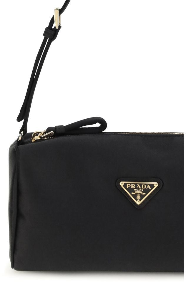 Prada Prada Black Silk Shoulder Bag Zwart